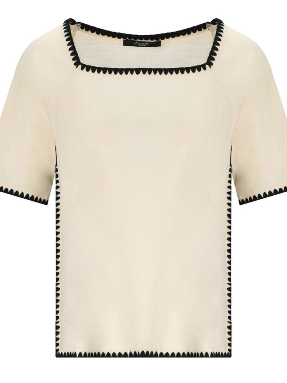 Max Mara DENNY Shirt cream academic black whipstitch embroidery bizcas tee